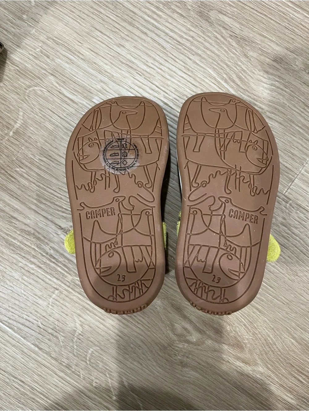Camper Kids Yellow Suede Closed-Toe Velcro Sandals